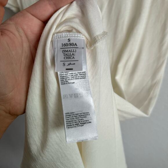 AllSaints T-Rivi Ida Crewneck Short Sleeve Asymmetric Midi T-Shirt Dress Cream S - Picture 9 of 10